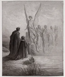 Die Göttliche Komödie, Purgatorio, Gesang 2: Der himmlische Pilot landet das Boot - von Dante Alighieri (1265-1321) - Illustration von Gustave Doré (1832-1883)