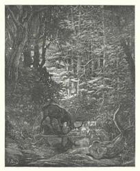 Die Fabeln von La Fontaine: Der Hirsch betrachtet sich im Bach