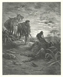 Die Fabeln von La Fontaine: Die zwei Maultiere (Gravur)