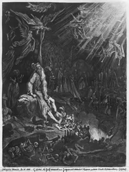 Der Ewige Jude und das Jüngste Gericht, gestochen von Felix Jean Gauchard (1825-72)