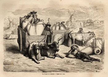 Die Tinajas des Kanals, die Verwendung dieser riesigen irdenen Krüge ersetzt die Verwendung von Fässern und ihre Nutzung ist sehr alt. Illustration der Reise nach Spanien von Gustave Doré (1832-1883) Illustrator und Baron Ch. Davillier Redakteur, 1862, ve