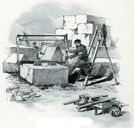 Steinmetzarbeiten am Quai de Valmy, Paris