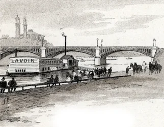 Ansicht der Grenelle-Brücke in Paris. Zeichnung von Gustave Fraipont (1849-1923) aus Saint-Juirs