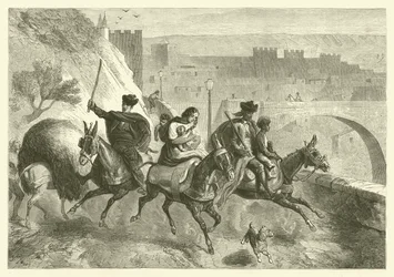 Zigeuner verlassen Toledo nach dem Markt (Gravur)