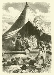 Marokkanische Juden in Gibraltar, geflohen vor Massakern in Tetouan (Gravur)