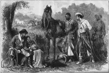 Weltausstellung 1878 in Paris: südamerikanische Gauchos im Jardin d