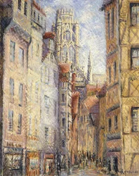 Rouen, eine Straße bei der Kirche, ca. 1920