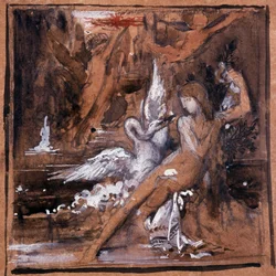 Leda und der Schwan. Zeichnung von Gustave Moreau (1826-1898)