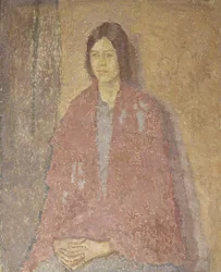 Junge Frau in einem roten Schal, ca. 1912