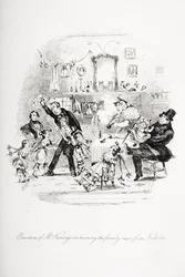 Emotion von Mr. Kenwigs beim Hören der Familiennachrichten von Nicholas, Illustration aus 