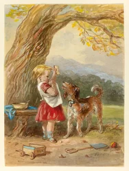 Kleines Mädchen und Hund