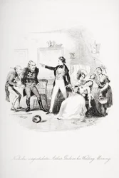 Nicholas gratuliert Arthur Gride am Hochzeitsmorgen, Illustration aus 