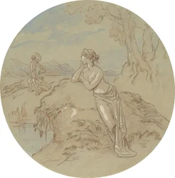 Eines von achtzehn Designs für eine Serie von Platten, die Venus und Adonis illustrieren