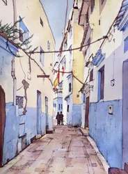 Ein ruhiger Spaziergang, Chefchaouen, Marokko