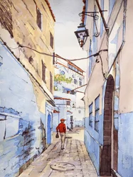 Ein Besucher, Chefchaouen, Marokko, ca. 2024