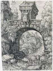 Landschaft mit Brücke, 1550