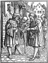 Der vorgetäuschte Tod von Hans Holbein dem Jüngeren: der Anwalt (Gravur)