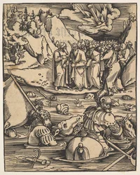 Die Ägypter überqueren das Rote Meer, aus Das Buch Granatapfel, 1511