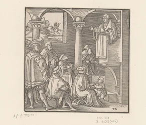 Martin Luther predigt in einer Kirche