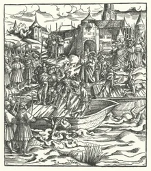 Hinrichtung der Anführer eines Aufstands gegen die Herrschaft von Erzherzog Maximilian von Österreich in Gent, 1484