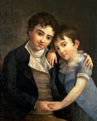 Porträt von Karl Thomas (1784-1858) und Franz Xaver (1791-1844), die beiden Söhne von Wolfgang Amadeus Mozart (1756-91), 1798