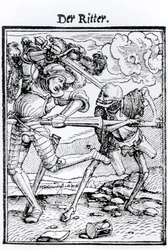 Der Tod und der Ritter, aus „Der Totentanz“, gestochen von Hans Lützelburger, um 1538