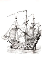Kriegsschiff, das König Heinrich VIII. zum Feld des Goldenen Tuchs brachte, ca. 1880