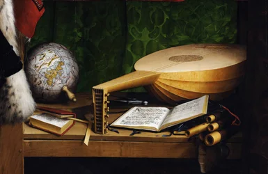 Die Botschafter (Detail der unteren Regalebene)