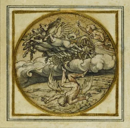 Der Fall des Ikarus - Entwurf für ein Anhänger oder Hutabzeichen, ca. 1532-43