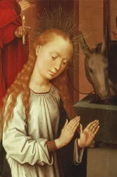 Detail der Jungfrau aus einer Krippenszene