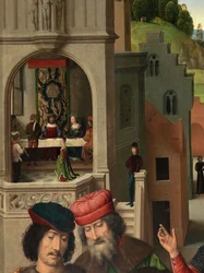 Detail des linken Panels des Triptychons von Johannes dem Täufer und Johannes dem Evangelisten