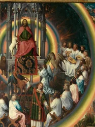 (Detail) des rechten Panels des Triptychons von Johannes dem Täufer und Johannes dem Evangelisten
