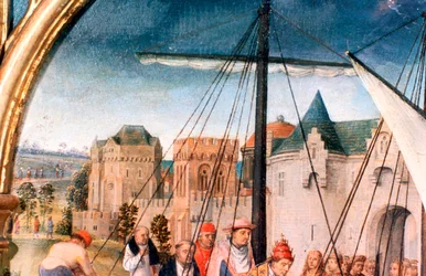 St. Ursula Schrein, Abreise aus Basel (Detail)