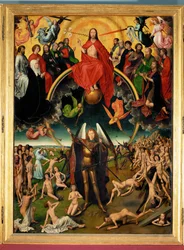 Triptychon mit dem Jüngsten Gericht, Mittelteil: Gericht und Seelenwägung
