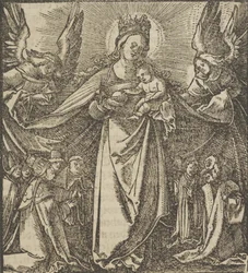 Die Madonna der Barmherzigkeit, aus Hymmelwagen auff dem, wer wol lebt..., 1517