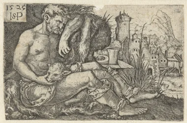 Hirte und ein Schaf