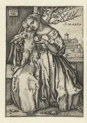 Maria mit Kind und Papagei und Birne