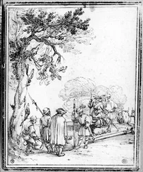 Bauern und Soldaten beim Handel