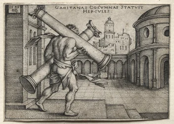 Die Arbeiten des Herkules: Herkules trägt die Säulen von Gades, 1545