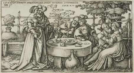Der verlorene Sohn verschwendet sein Vermögen, Platte zwei aus Die Geschichte des verlorenen Sohnes