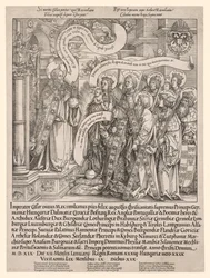 Der Kaiser Maximilian wird von seinen Schutzheiligen dem Allmächtigen vorgestellt