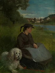 Agathe mit weißem Hund