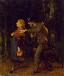Jäger mit Pferdefuß und Mädchen