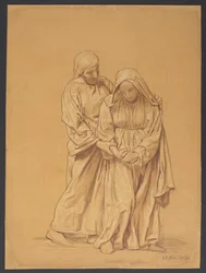 Maria mit dem heiligen Johannes dem Evangelisten, verso: Umrisswiederholung derselben Komposition