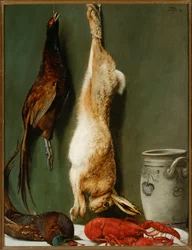 Stillleben: Hase, Fasane, Hummer und Krug