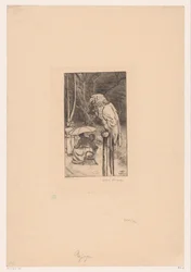 Papegaai und vier Figuren
