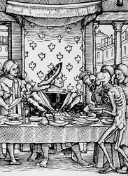 Tod und der König, aus Der Totentanz, graviert von Hans Lutzelburger, ca. 1538