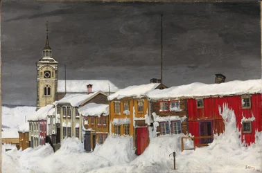 Straße in Roros im Winter