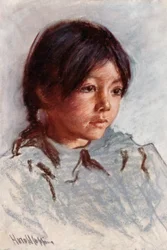 Kopf eines indischen Kindes, Blackfoot-Reservat, Alberta