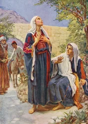 Neues Testament: Maria und Elisabeth (Farblithografie)